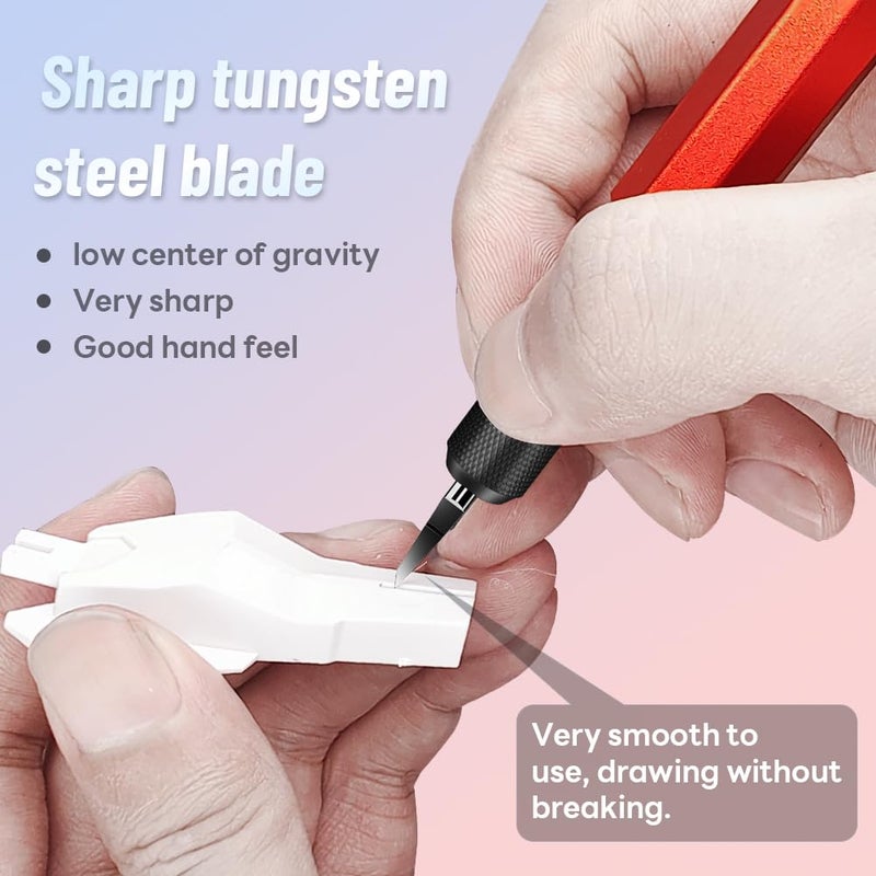 stedi Model Scriber Chisel Tungsten steel Blades 0.1mm for Modeling Hobby RG Scale Model Gundam Model Kit for Scribing line  Engraved Panel line Resin Red - Image 4